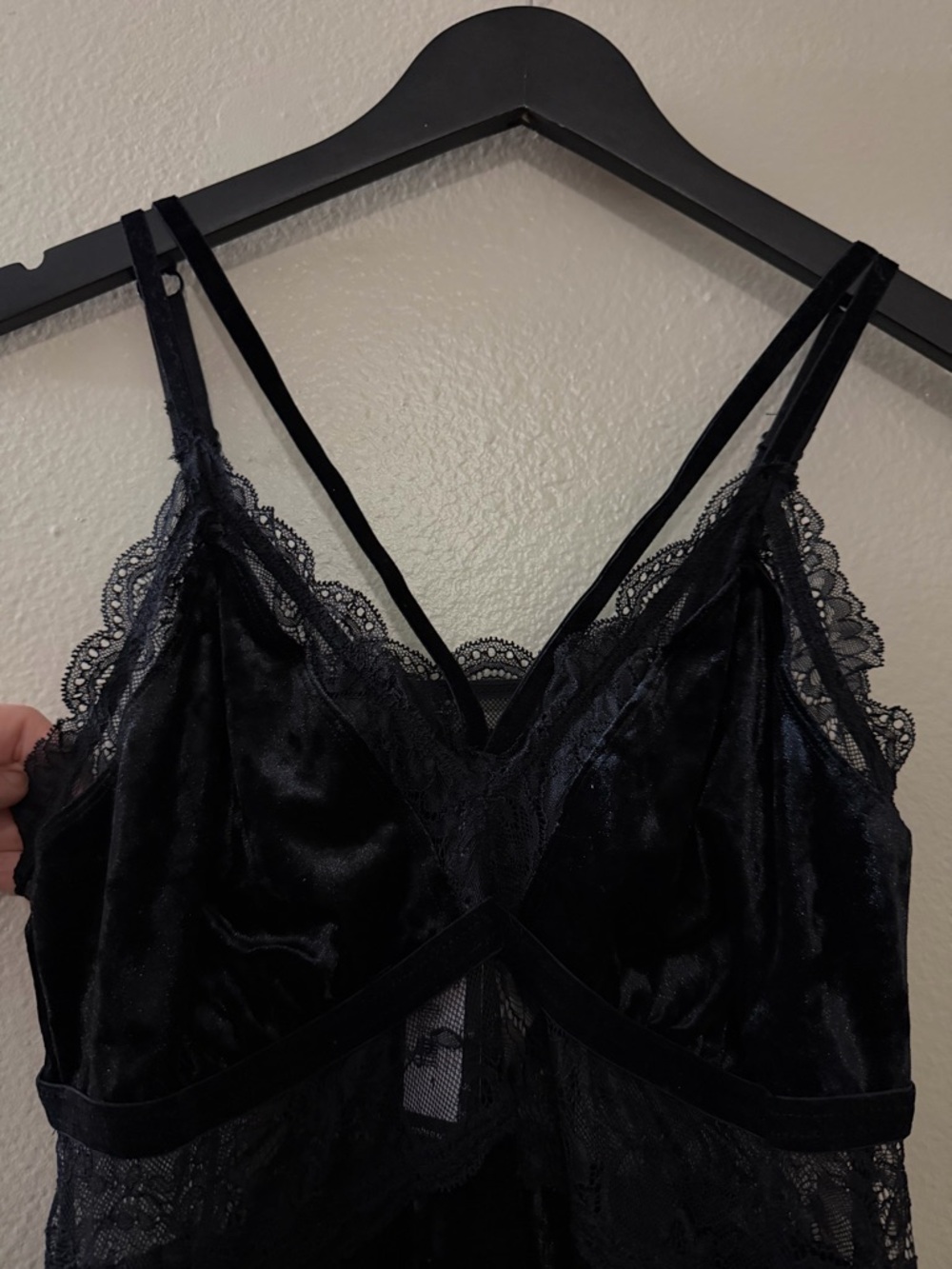 NWT Torrid Velour Lace Maxi Slip Dress Black Crushed Velvet Lingerie Nightgown 1 - Picture 7 of 13